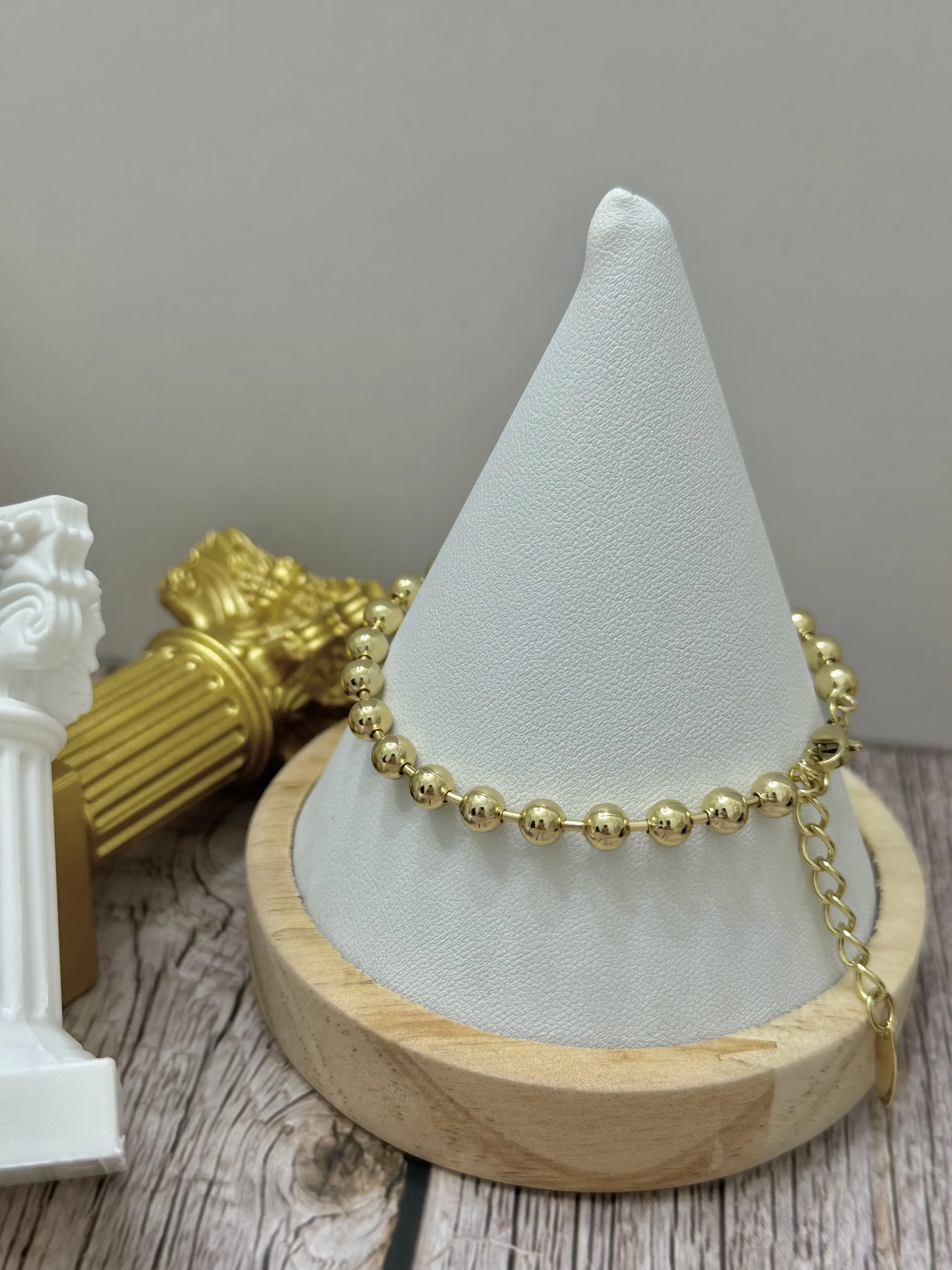 Gold Beaded Bracelet 18cm with Extension for Stylish Accessory - Versatile Gold Beads Design for Casual & Formal Wear
