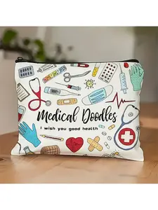 1pc Hot A vibrant themed makeup bag • first aid kit • doctor accessories kit • nurse care kit • portable multifunctional storage bag • doctor gift • doctor survival kit • fun makeup bag