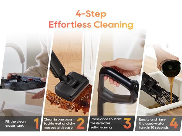 [New Launch] DREAME Aero Wet Dry Vacuum Cleaner, All-in-ONE Vacuum Mop for Wet & Dry Messes, 0 Hair Residue Great for Pet Owners, One-Press Self-Clean, 180° Lie Flat, 35mins Runtime for Hard Floor Cleaning