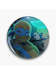 1Pc DIY Craft Buckle - 44mm (1.73 ") Rise of the Teenage Mutant Ninja Turtles Leo Vaporwave Sticker Pin for Bags, Jackets & Gifts, Holiday Gifts, Party Gifts
