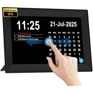 10.1 Touch Screen  Digital Clock with Date and Day for , Reminders,Dementia Alzheimers Clocks for Seniors, 64  40 Reminders, Auto DST, (Black)