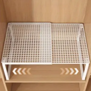 Adjustable Metal Closet Organizer Rack, Space Saving Vertical Storage Shelf, Easy Install for Clothes Shoes Hats Cabinets