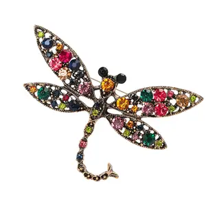 Colorful/Green Dragonflies Brooch Imitation Crystal Alloy Designs Badge