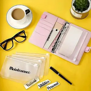 20pcs A6 Loose-leaf pvc zipper bag, Waterproof transparent file bag, Easy to change, soft material