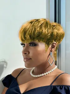 Short Pixie Cut Wig Human Hair Human Hair Wigs for Women Black Color Full Machine Short Straight Texture Wigs