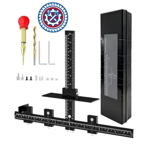 Cabinet Hardware Jig, Adjustable Cabinet Handle Jig with Center Punch, All Aluminum Cabinet Handle Template Tool, Accurate Cabinet Jig for Handles and Pulls on Drawers Cabinets