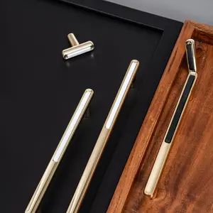 Elegant Gold Porcelain Cabinet Handles - 18K Gold Finish & Refined Design