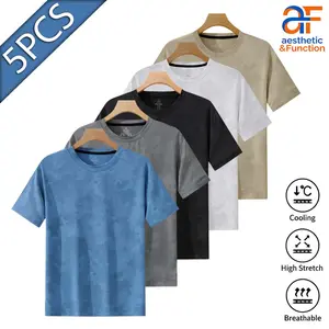5PCS Bundle Men's Casual Tees |   Cooling Breathable High Stretch Camo Print Summer Tops