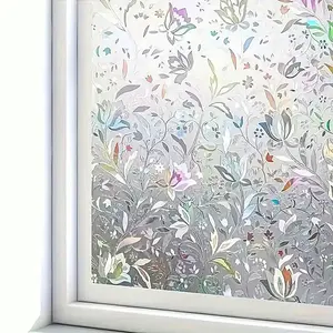 Window Privacy Film, Vinyl Glass Sticker, Colorful Decorative Frosted Film, Static Adhesive Window Decal, No Glue Needed