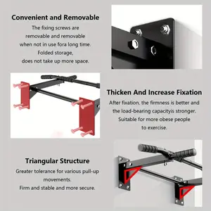 Professional Wall Mounted Pull Up Bar | 500KG Max Load, All-in-One Home Gym Station with Hanging Straps, Suitable for Strength Training, Pull-Ups, Dips & Full Body Stretching – Solid Black, Commercial Fitness Equipment