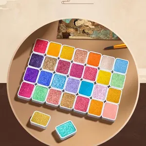 Watercolor Paint Solid Gold Powder Watercolor Painting Set Art Supplies Coloring Materials Fine Gold Glitter