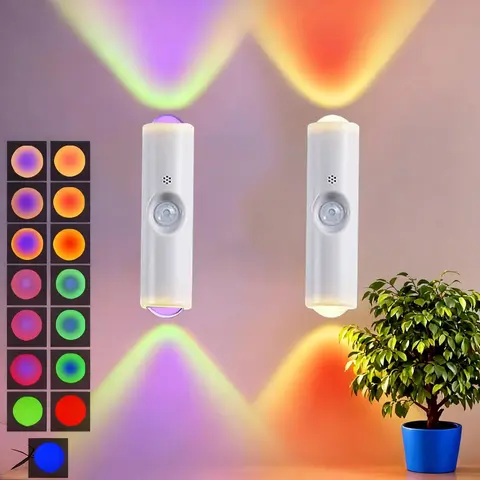 Smart LED Motion Sensor Night Light, Dimmable RGB Color Changing Wall Lamp, USB Rechargeable Gradient Magnetic Stick-on Ambient Light for Bedroom, Hallway, Entryway Home Lighting Decor Accessories