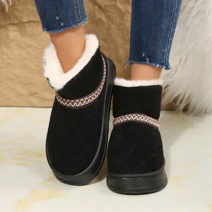 Womens Warm Boot Winter Mid Calf Snow Comfortable Fleece Booties for Cold Weather Boot Indoor/Outdoor Slippers Shoes