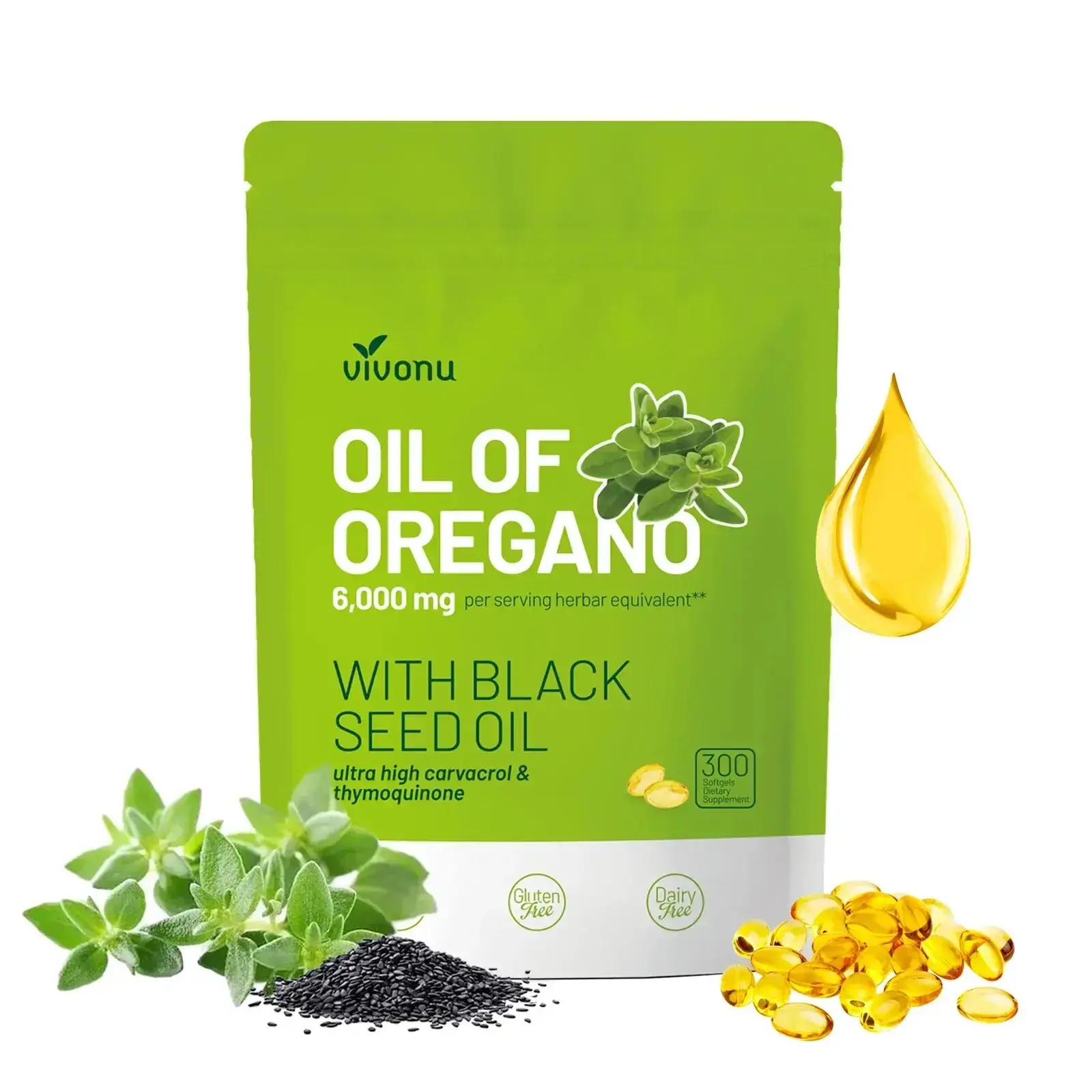 Oil of Oregano with Black Seed Oil 300 Capsules|Natural Antioxidants |Nutritional Support | Highly Effective Botanicals Dietary Healthcare Supplement
