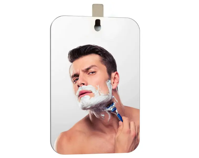 Deluxe Large Fogless Bathroom Mirror (7.48 in x 11 in) - Shatterproof Wall-Hanging Mirror with Hook for Shaving, Makeup