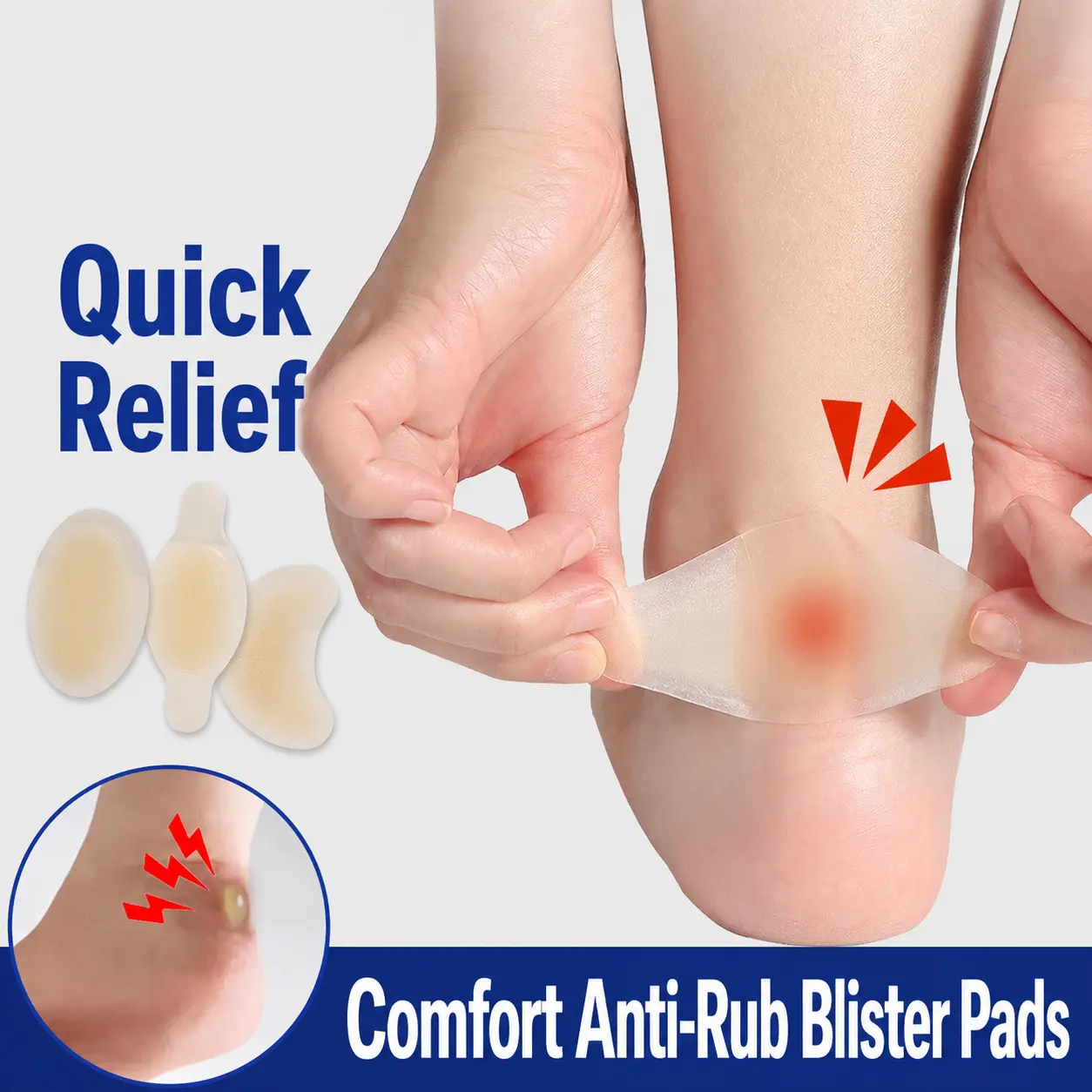 10-Piece Multi-Pack Hydrogel Heel Blister Pads - Self-Adhesive, Waterproof Shoe Accessories for Anti-Rub Protection in High Heels, Flats