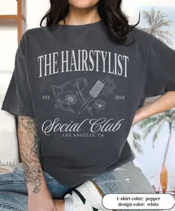 Custom Hairstylist tshirt, Wildflower Hairdresser Social Club Shirt, Hair Therapist, Hairstylist Gift Cosmetologist Grad Gift