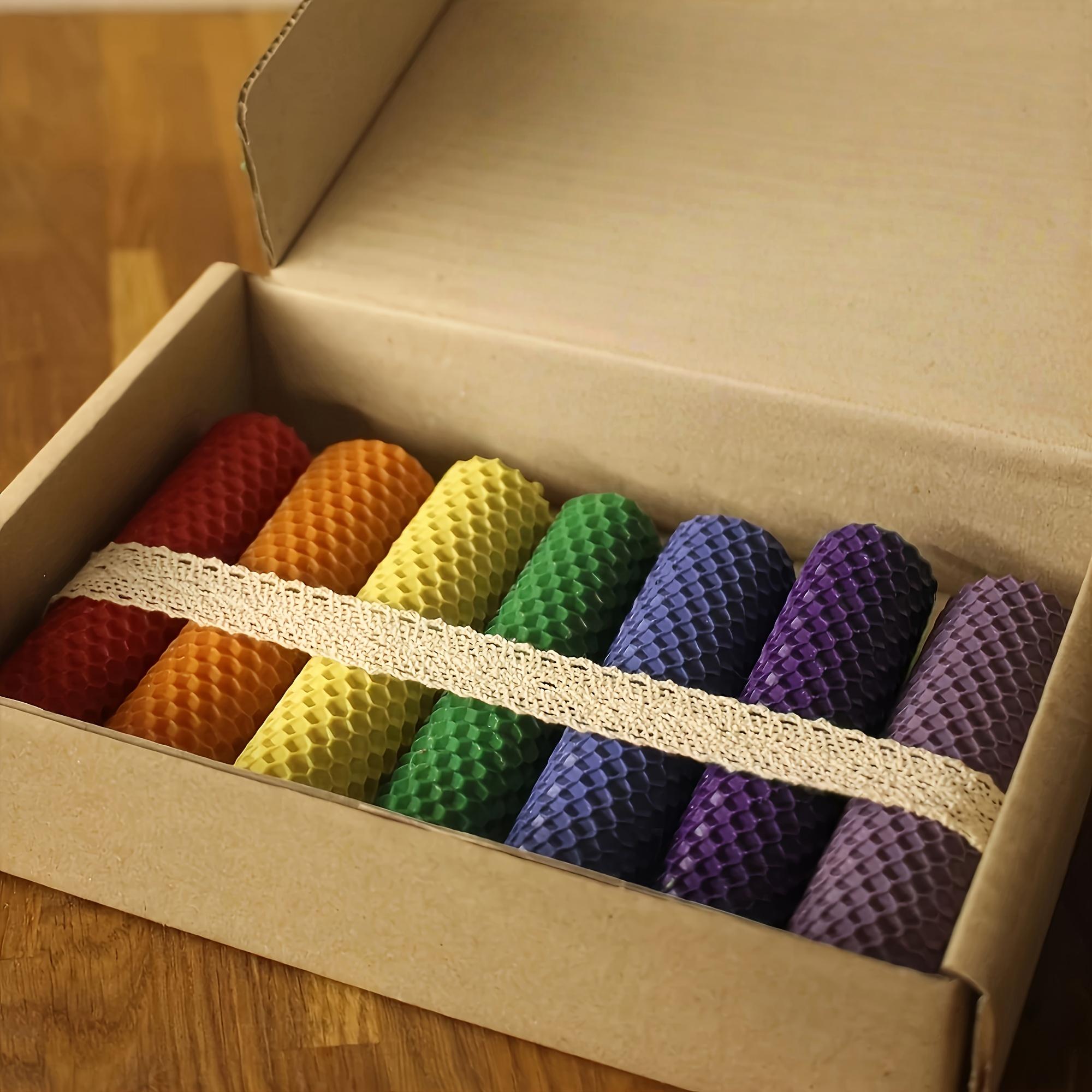 14-piece rainbow-colored beeswax candle making kit, 6×8 inch honeycomb wax sheets, tags, lace, string, Christmas/Halloween DIY crafts, niche gift set, for DIY enthusiasts, can be given to men and women, for holidays or graduates， home decor