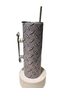 Stainless Steel 20-ounce Skinny Tumbler with Wrench Handle Reusable Washable Drinkware with Closable Lid Portable Water Bottles Flasks Straw