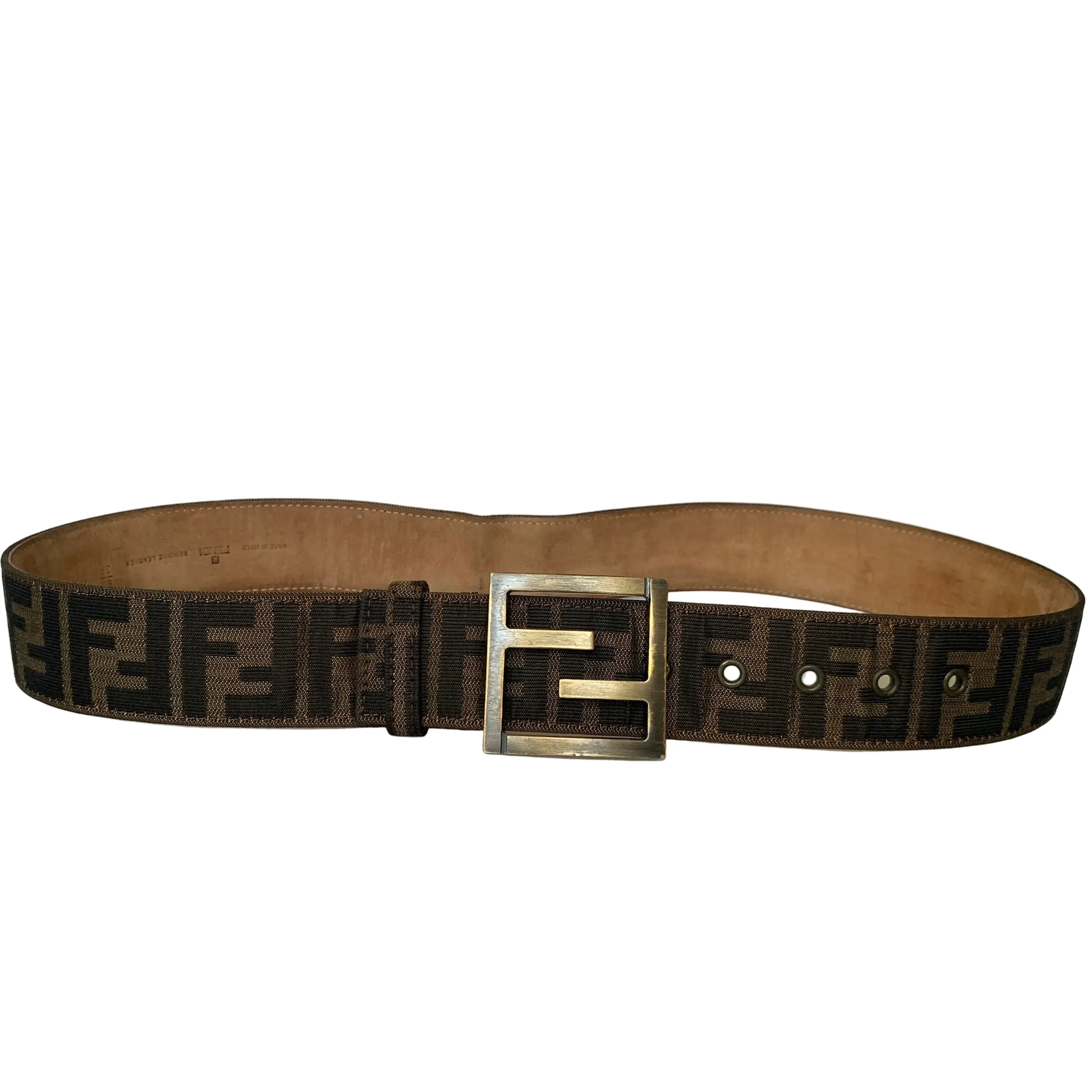 Pre-owned FINAL SALE NO RETURN NO CANCEL Fendi zucca monogram unisex belt Authentic with COA size 36 inch 90 cm
