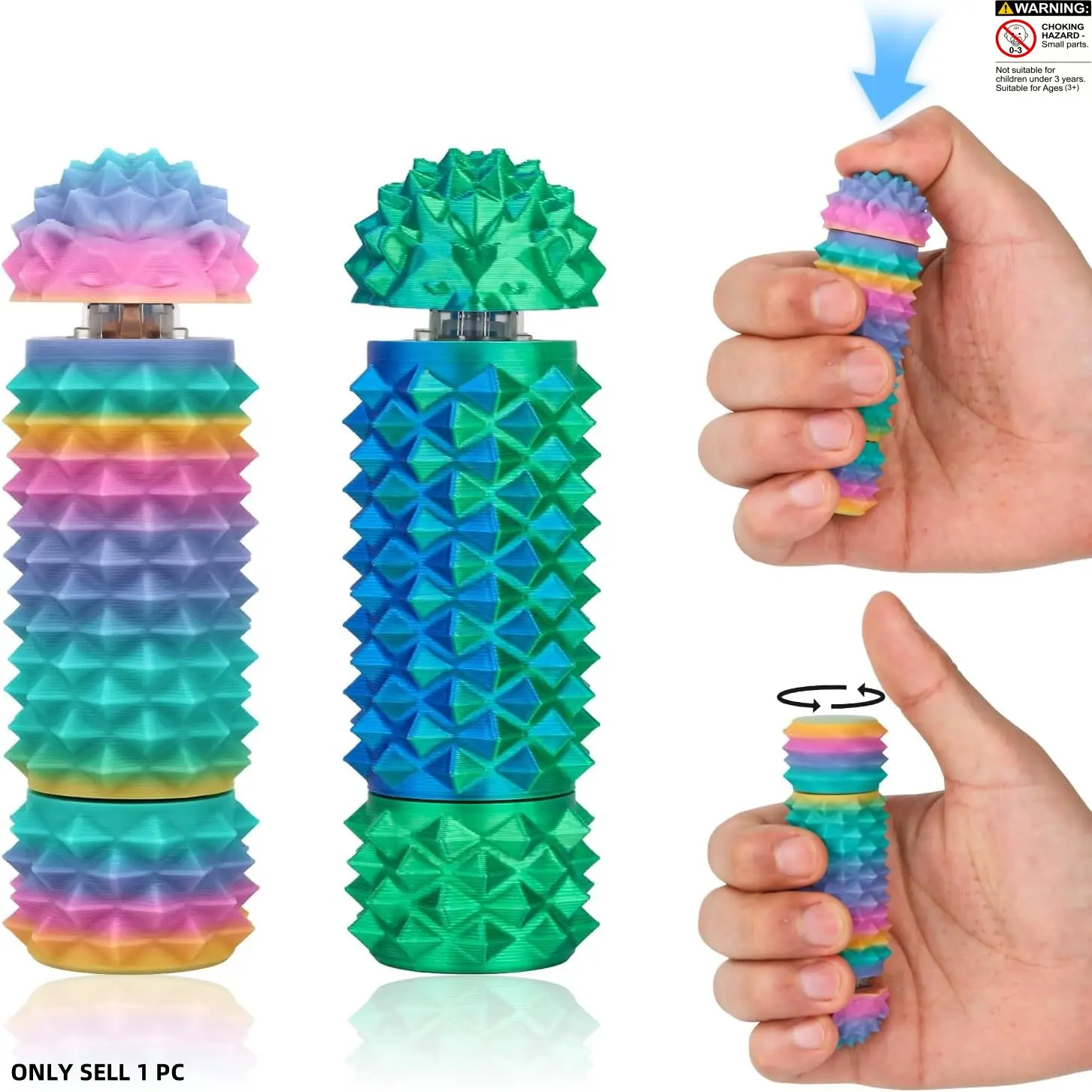 Little Ouchies Pain Stim Fidget Toy, 3D Printed Spiky Keychain, Clicker Button Spinner, Sensory Toys for Anxiety Relief, Sensory Calming Tool, Stress Relief Gadget, Stress Reliever, Novelty Gift, Anxiety Relief Products
