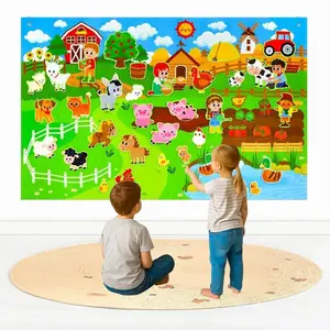 Farm Animal Felt Storyboard Set, Interactive Storytelling Toy, Classroom Education Game Kit, Preschool Learning Activity, Crafts, Gift for Kids 3+