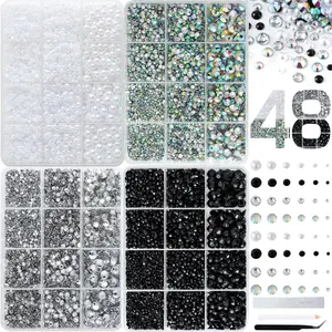 1Set 3D Flatback Pearl Nail Charms and Gems, White Nail Pearls Black Nails Rhinestones Charms for Nails Design, DIY Nail Art, Bedazzling Gems Diamonds Crystals for Nails Eyes Face Makeup DIY Crafts Tumblers