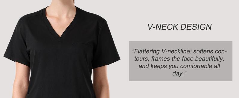 Women and men Soft V-Neck Scrubs Top  Stretch and Durable Fabric Medical Uniform