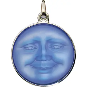 Glass Seaview Moon Magic 35mm Open Ring Charm (Sterling Silvertone/Sapphire AB)