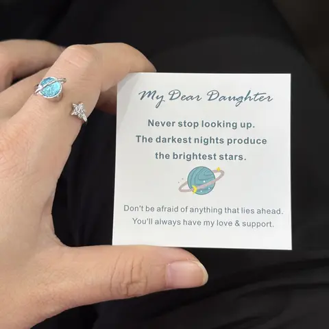 To My Daughter Gift Star & Moon Rotatable Ring for Stress Relief Fidget Ring for Anxiety Relief