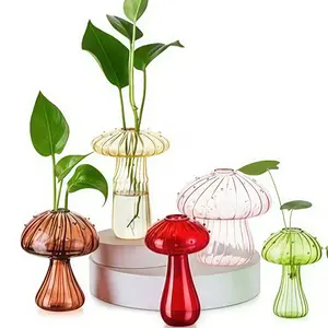 5 Small Glass Vases for Hydroponic Plants, Creative Colorful Glass Flower Pots, Home Decorative Arrangement, No Wood Board Included