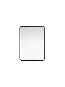 212 MAIN Wall-Mounted Black Metal Rectangle Mirror - 22x30 in., Modern Decorative, Elegant Smooth Contour, Rounded Corners, Home Decor, MR8A2230BLK