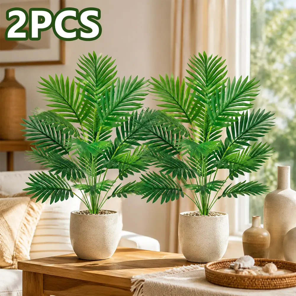 Artificial Palm Tree, Tall Faux Palm with Bare Stem/Black/White Planter Options, UV-Resistant Realistic Dense Leaves, Tropical Floor Plant Zero Maintenance Easy Assembly Fake Tree for Living Room, Front Porch, Patio, Office & Commercial Decor