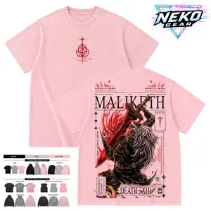 Neko Gear Men's Ribbed Oversized Garment Print Aesthetic Elden Ring Maliketh Graphic Gaming Tops - Vintage Washed T-Shirt, Hoodie, Sweatshirt, Muscle Tank Streetwear