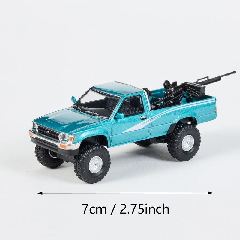 Toyota Hilux 1:64 Scale Die-Cast Metal Model, Single Cab 4wd All-Terrain Pickup, Military Style, Handicraft Collection, Gift & Puzzle Toy Kit, Diecast Metal Car