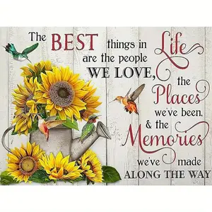5D DIY Diamond Painting Inspirational Words Sunflower Full Diamond Embroidery Kit Stitch Picture Rhinestone Art Decor Gift Home Decor 12x16inch