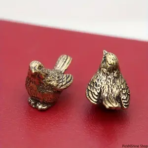 Solid Brass Sparrow Figurine Exquisitely Detailed Bird Craft Vintage Tea Pet Ornament Suitable For Indoor And Outdoor Display Ideal Decor For Tea Table Home And Office With Classic Metal Artistry