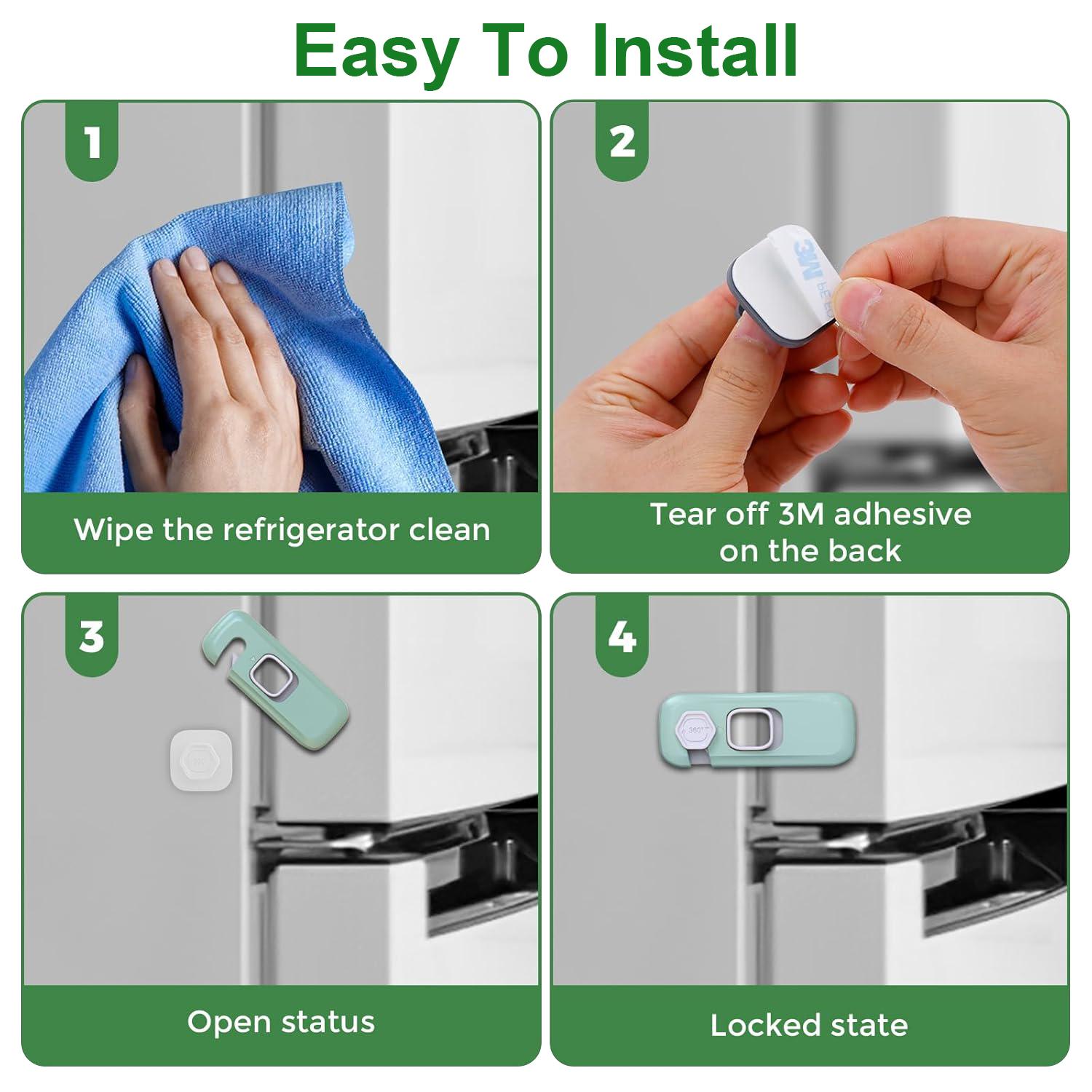 5 Pack Child Proof Refrigerator Lock, Fridge Locks for Kids with Sticky Adhesive Pads, Baby Proof Cabinets, Drawers, Child Safety Locks for Doors, Oven Lock Child Safety Baby Cabinet Locks, Easy Latch for Adults to Open
