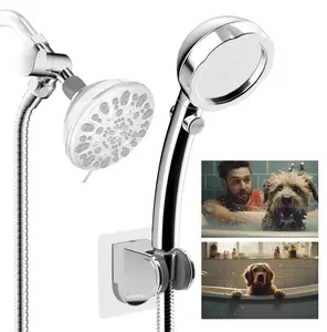 Hibbent Dog Sprayer Attachment Set for Pet Bathing and Dog Washing with 119 Inch Hose, Brass Shower Arm Diverter Valve, Handheld Shower Head, Bathroom Hose Sprayer Head Kit