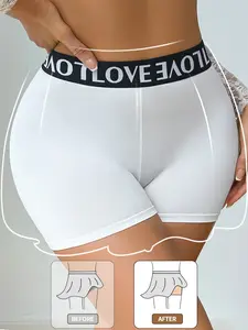 Women's Letter Print Mid-Waist Briefs, Comfortable All-Season Activewear Underwear, Sporty Style Natural Waist Panties for Daily Wear