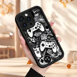 Creative Game Console Pattern Case for iPhone 17 Air 16 15 14 Pro Max 13 12 11 XR XS Plus Shockproof Full Camera Protection Durable slim Silicone Cover