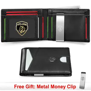 VTLASK Ultra-Thin Slim Minimalist Bifold Wallet for Men - RFID Blocking Front Pocket Wallet with 12 Slots, ID Window & Money Clip - Premium Carbon Fiber Hood Design & Gift Box - Ideal for Father’s Day, Birthdays & Daily Use