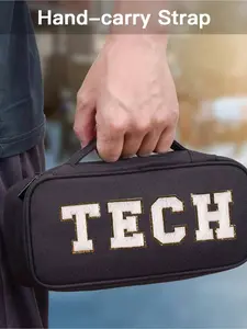 Multifunctional digital accessories storage bag. Perfect for storing power bank, USB drive, hard drive, data cables and other gadgets. Portable design, ideal for travel essentials organization.