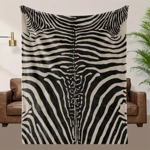 Zebra Print High Definition Digital Flannel Blanket - Premium Flannel Material 100% Polyester All Season Cozy Throw for Bed Couch Home Decor Machine Washable Contemporary Style Mother's Day Valentine's Day Birthday Christmas Gift