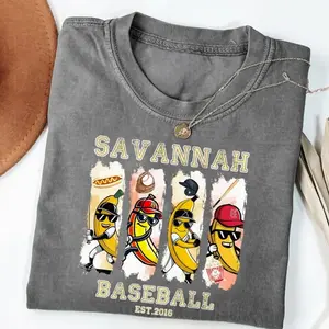 Retro Savannah Baseball T-shirt, Vintage Soft Tee, Unisex Shirt, Banana Fan Gift, Let's Go Bananas Baseball Shirt 4F9