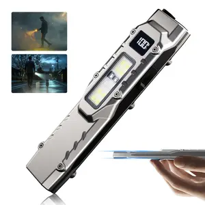 SKYWOLFEYE Ultra-Slim EDC Flashlight 1500 Lumens, USB-C Rechargeable Pocket Light with Dual Clip, UV/Red Side Lights, Smart LCD Display