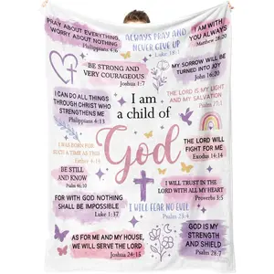 Baptism Gifts for Girl, I Am a Child of God Blanket, Christian Gifts for Women Birthday, Christmas Inspirational Catholic Religious Gift for Women, Sister, Granddaughter, Teen Girl