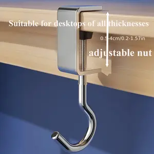 Adjustable Hook Set, Nail-Free Clip-On Table Edge Hooks, Office Partition Card Seat Book Bag Organizer, High-Quality Portable Desktop Hanger