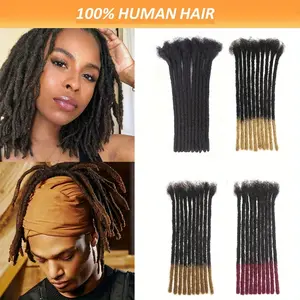Hot Wholesale 0.6cm Width Human Hair Dreadlock Extensions for Men/Women 10Strands/Pack Full Hand-made Permanent Dread Locs Extensiosn Human Hair Can Be Dyed And Bleached (4Inch-12 Inch, Multiple Colors)