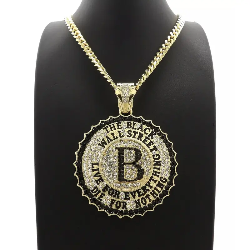 MaxBling81 Men's Iced Out Wall Street Bull Pendant Cuban Necklace - Multi-Size Miami Cuban Chain, 2.5" Wide & 3.25" Tall, 24-36in Length, Gold/Silver Coating, Round Shape, Streetwear Statement, Daily Men's Iced Out Jewelry Accessory